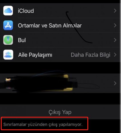 icloud sınırlamalar yüzünden çıkış yapılamıyor-1