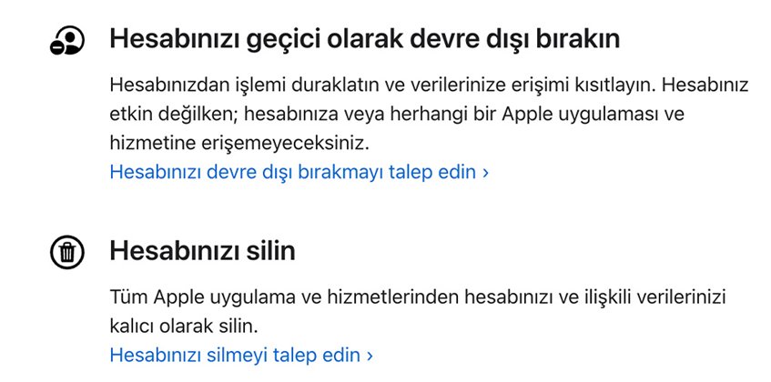 resmi yöntemle icloud hesabı silme