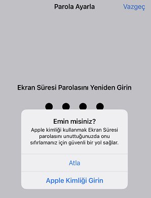 apple kimliği ile iphone ekran süresi parolası sıfırlama
