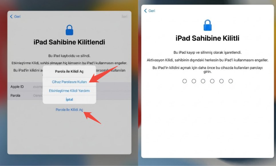 ipad ekran parolası ile etkinleştirme ekranını geçme