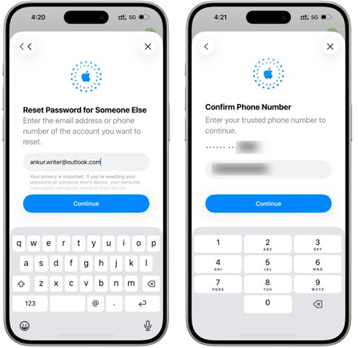 aaple destek uygulamasında apple kimliği sıfırlama