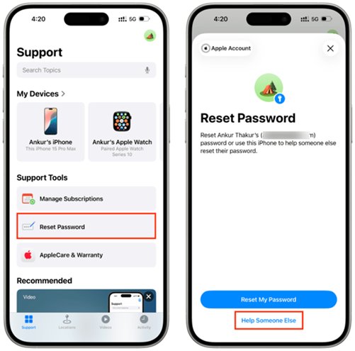 başka cihazda icloud şifre sıfırlama