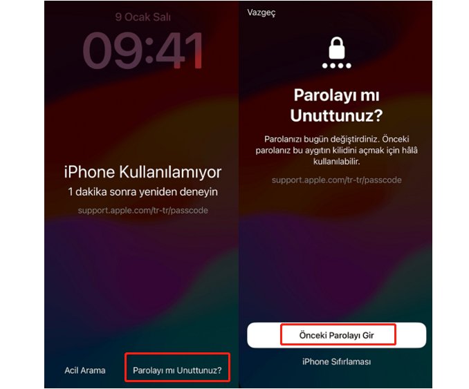 iphone 1 saat kilitlendi nasıl açılır - eski şifresini kullanın