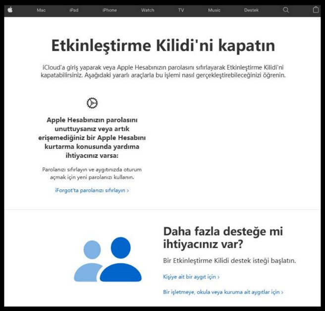 Etkinleştirme Kilidi Destek İsteği ile Resmi iPhone Aktivasyon Kilidi Kaldırma