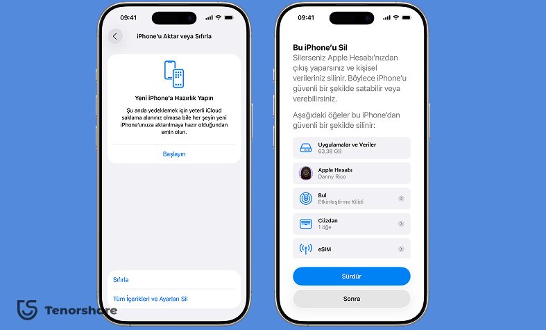 Ayarlar üzerinden iPhone sıfırlama