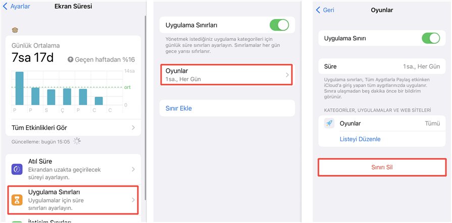 iphone süre sınırı kaldırma