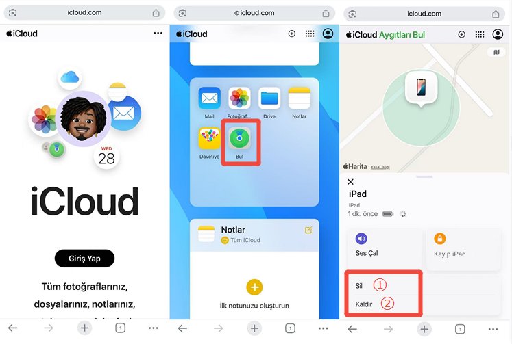 iCloud.com Üzerinden Uzaktan iPad Silme
