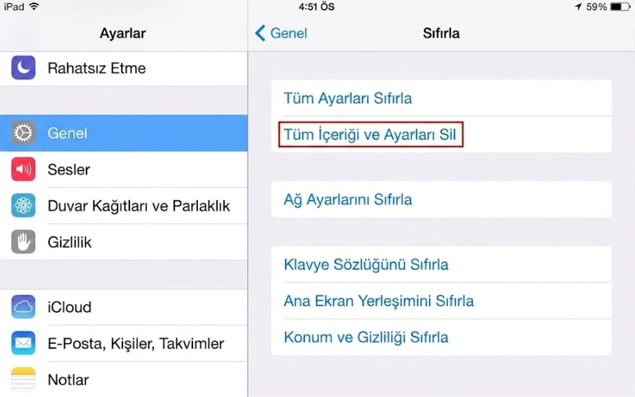 icloud şifresi unutulan ipad sıfırlama