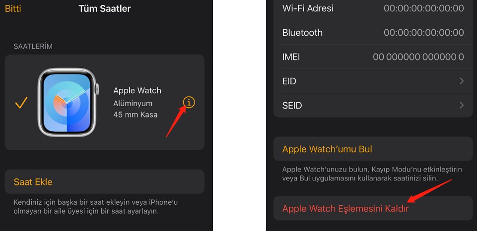 apple watch icloud çıkış yapma
