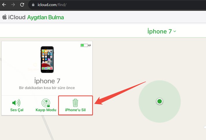 icloud üzerinden iphone'u sil