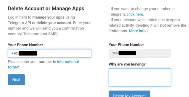 telegram hesap silme