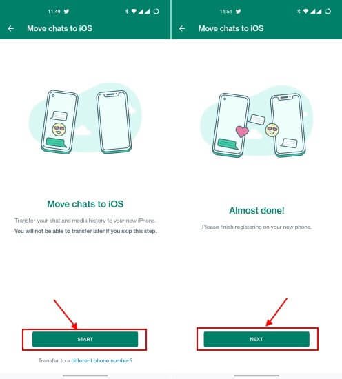 android den ios a whatsapp aktarma - android aktarımı başla