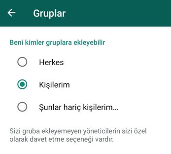 whatsapp gruba kişi ekleme sorunu - gizlilik ayarlarını değiştirin
