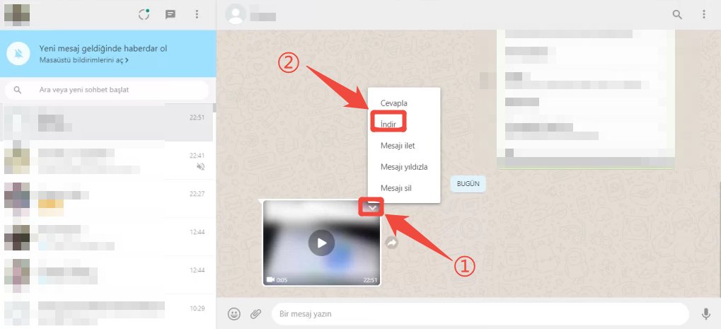 whatsapp web video indirme - indirme seçeneği