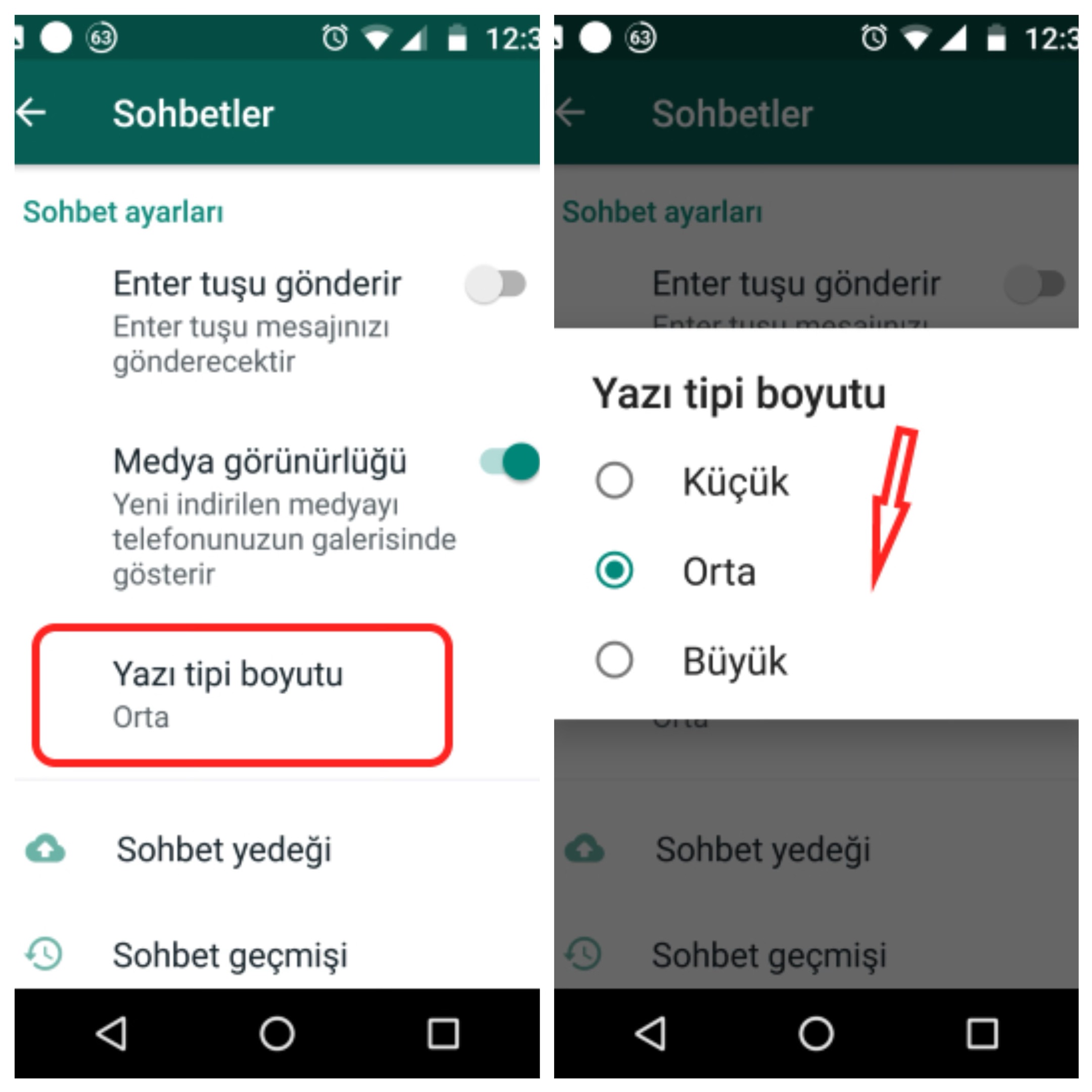 android whatsapp yazı tipi değiştirme