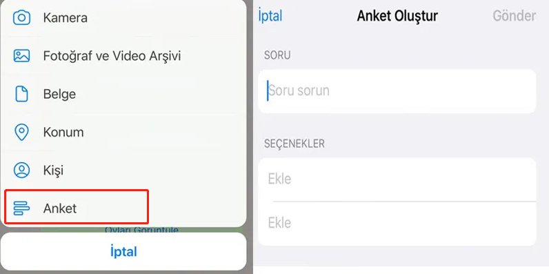 whatsapp anket oluşturma iphone