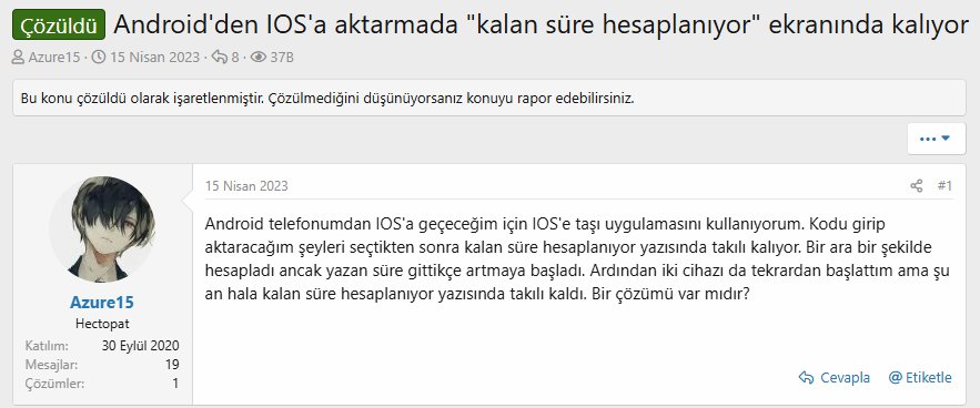 kalann süre hesaplanıyor ekranında kaldı
