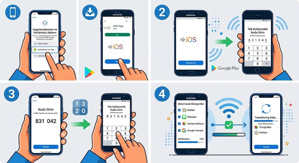 ios'e taşı ile samsung'dan iphone'a aktarma
