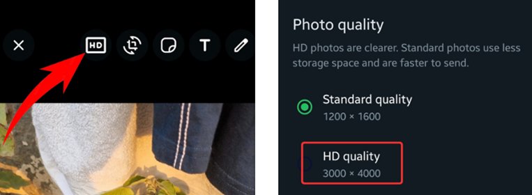 whatsapp hd fotoğraf gönderme - fotoğraf seç ve hd seçeneğini aç