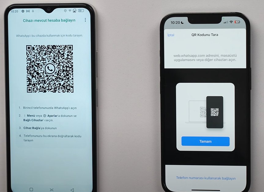 yerleşik whatsapp qr kodu telefondan telefona aktarma özelliği