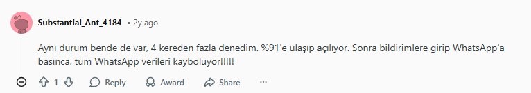 whatsapp aktarım sırasında bağlantı kesiliyor